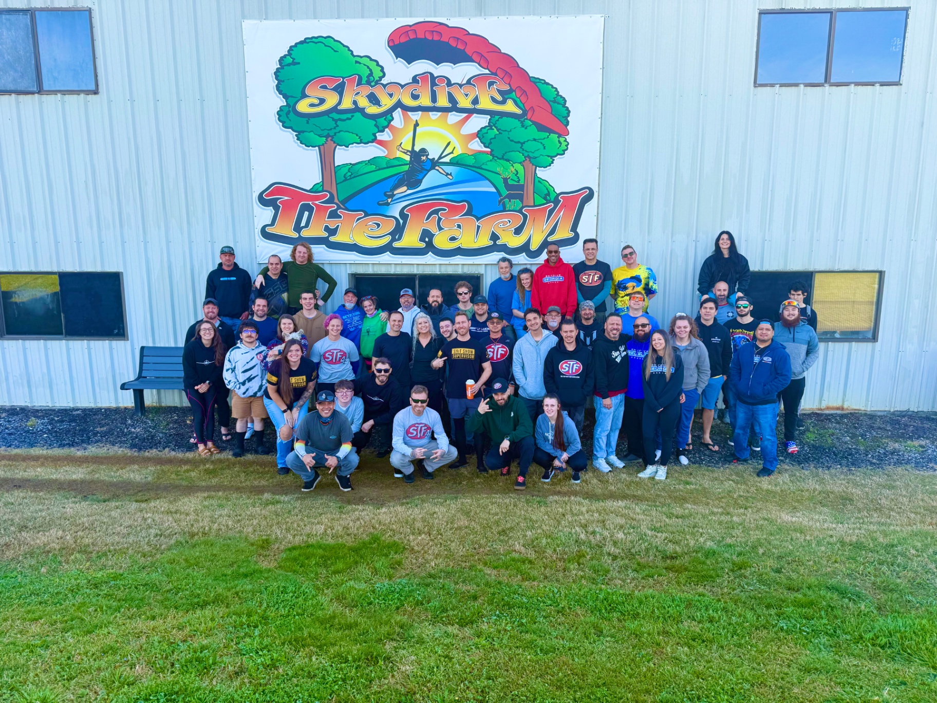 Skydive Georgia team in front of The Farm